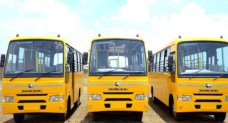 School buses with installed gps system